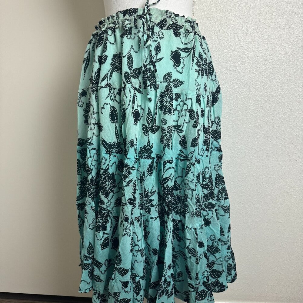 Silver Steam Summer Lightweight Ruffles Midi Skirt Size M / L